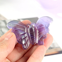 Фиолетовый Резные фигурки бабочек из натурального флюорита, статуи для украшения рабочего стола для домашнего офиса, фиолетовые, 60 мм