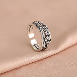 Античное Серебро 925 открытые кольца-манжеты из стерлингового серебра, медные монеты, античное серебро, внутренний диаметр: регулируемый