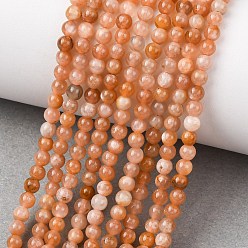 Коралловый Натуральный Sunstone бисер пряди, гладкий круглый, коралл, 4~4.2 мм, отверстие : 0.9 мм, около 100 шт / нитка, 15.12'' (38.4 см)