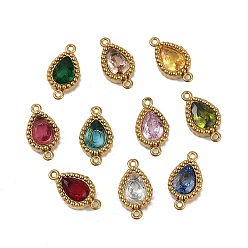 (52) Непрозрачная лаванда Ионное покрытие (ip) 304 подвески-подвески из нержавеющей стали с кубическим цирконием в форме капли, реальный 18 k позолоченный, разноцветные, 12.5x6.5x2.5 мм, отверстие : 0.8 мм