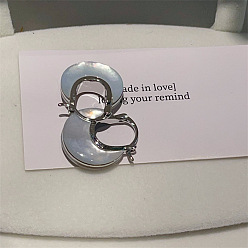 Белый Дым Серьги-кольца из латуни, cmолой, луна, серый, 20 мм