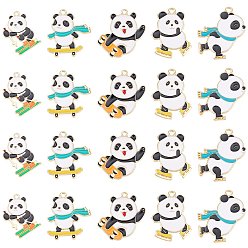 (52) Непрозрачная лаванда 20 шт 5 стиль стойки покрытие сплава эмалевые подвески, без кадмия, без никеля и без свинца, золотой свет, панда, разноцветные, 27~31x22x2 мм, отверстие : 2 мм, 4 шт / цвет