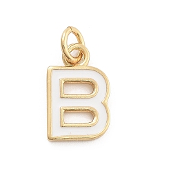 Letter B Стойки обшивки латунные подвески, с эмалью и кольцом для прыжков, без кадмия и без свинца, долговечный, реальный 18 k позолоченный, буквы, В письме, 11x12x1 мм, отверстие : 2.5 мм