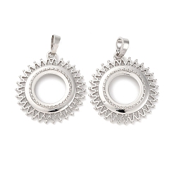 Платина Сеттинги для кулона (кабошонов), латунь , настройки открытой спины, солнечные чары, стойки покрытие, прочное покрытие, без кадмия и без свинца, платина, лоток : 16 мм, 32.5x29.5x5 мм, отверстие : 7.5x5 мм