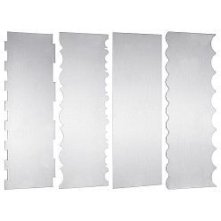 Stainless Steel Color 4Pcs 4 Styles Cake Cream Stainless Steel Scraper, Bakewere Tool, Rectangle, Stainless Steel Color, 220x78x1mm, 1pc/style