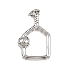 Платина Латунные микро проложить кубического циркония подвески, с целью перехода в кольце, пиклбол, стойки покрытие, долговечный, без свинца и без кадмия, платина, 22x13.5x3.5 мм, отверстие : 3 мм