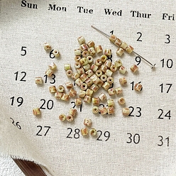Бежевый Цилиндрические бусины ручной работы в технике лэмпворк, колонка, бежевые, 4~4.5x4~4.5 мм, отверстие : 1.5 мм, 83 шт / 10 г