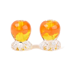 Orange Foncé Perles de verre filées à la main à l'intérieur de la fleur, bouteille avec méduse, orange foncé, 15x11~13x11~13mm, Trou: 0.8~1mm