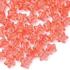 Светло-Вишневый Прозрачные акриловые бусины, звезда, светло-вишневый, 9x9.5x5.5 мм, отверстие : 2 мм, Около 2000 шт / 500 г