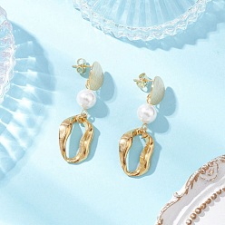 Золотой 304 серьги-гвоздики из нержавеющей стали в виде самородков, с имитацией жемчуга, золотые, 45x15 мм