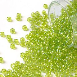 (164) Transparent AB Lime Green Тохо 8/0 круглые бусины, японский бисер, (164) прозрачный ab салатовый, 3 мм, отверстие : 1 мм, Около 222 шт / 10 г