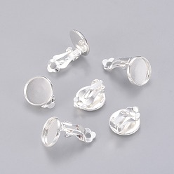 Серебро Латунные клипсы, ювелирная фурнитура, серебряный цвет гальваническим, 16x14 mm , лоток: 12 mm