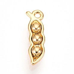 Настоящее золото 18K Латунные подвески, гороховые обереги, без кадмия, без никеля и без свинца, реальный 18 k позолоченный, 13.9x4x2.4 мм, отверстие : 1 мм