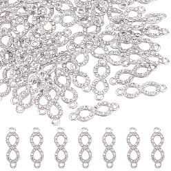 Platinum 50Pcs Alloy Crystal Rhinestone Links/Connectors, Infinity, Platinum, 22.5x8x2.5mm, Hole: 1.5mm