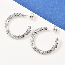 Нержавеющая Сталь Цвет 304 Серьги-гвоздики из нержавеющей стали в форме буквы С, ручная полировка, цвет нержавеющей стали, 30x2 мм