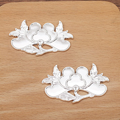 Серебро Сплав кабошонов, цветок, серебряные, 50x30 мм, 20 шт / комплект