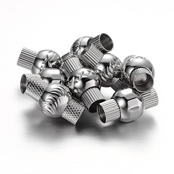 Stainless Steel Color Tarnish Resistant Column 304 Stainless Steel Magnetic Clasps with Glue-in Ends, Stainless Steel Color, 20x11.5mm, Hole: 6mm