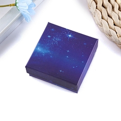 Розовато-лиловый Картонная коробка для украшений из бумаги, подарочная упаковка, Для кольца, серьга, Ожерелье, с губкой внутри, квадратный, розовато-лиловый, 7.5x7.5x3 см