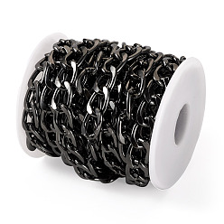 Черный Цвет Металла 5 кубинские звенья цепей из окисленного алюминия, несварные, с пластиковой катушке, металлический черный , 17x11.5x2.5 мм