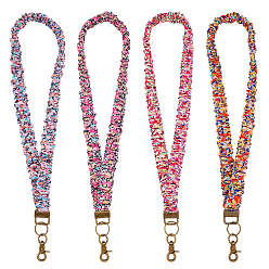 Mixed Color 4Pcs 4 Colors Polyester ID Card Cell Phone Lanyard, with Alloy Swivel Clasp, Mixed Color, 740mm