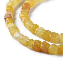 Gold Natural Agate Beads Strands, Dyed & Heated, Cube, Gold, 5~8x4~8x4~6mm, Hole: 1.2mm, about 50pcs/strand, 14.76 inch(37.5cm)