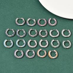 (52) Непрозрачная лаванда Латунные микро проложить серьги обруча кубического циркония, без кадмия и без свинца, долговечный, стойки покрытие, платина, разноцветные, 16.5x17x3.5 мм