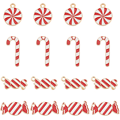 (52) Непрозрачная лаванда 40 шт. 4 стильные подвески из легкого позолоченного сплава в рождественском стиле, с эмалью, конфета тростник и конфеты и плоский круглый с вихрем, разноцветные, 18~25x10~15x1.3~2 мм, отверстие : 1.4~2 мм, 10 шт / стиль