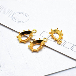 Golden Alloy Pendant Cabochon Settings, Teadrop, Golden, Tray: 14x10mm, 18x12mm, 10pcs/set