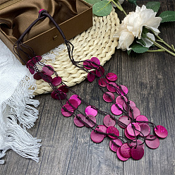 Средний Фиолетово-красный Ожерелья из натурального окрашенного кокоса с бусинами из искусственной кожи в несколько рядов для женщин, средне фиолетовый красный, 24.41 дюйм (62 см)