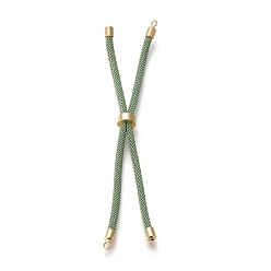 Dark Sea Green Nylon Twisted Cord Bracelet Making, Slider Bracelet Making, with Eco-Friendly Brass Findings, Round, Golden, Dark Sea Green, 8.66~9.06 inch(22~23cm), Hole: 2.8mm, Single Chain Length: about 4.33~4.53 inch(11~11.5cm)
