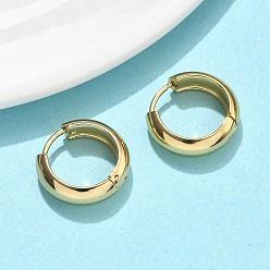 Золотой Серьги из 201 нержавеющей стали, с 304 штифтов из нержавеющей стали, вакуумное покрытие pvd, долговечный, Кольцевая форма, золотые, 17x5 мм