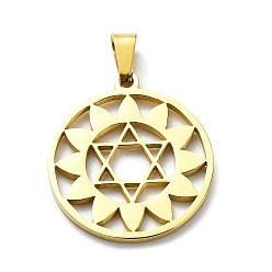 Golden 304 Stainless Steel Pendants, Sun with Star Charm, Golden, 22x20x1.4mm, Hole: 5.5x3mm