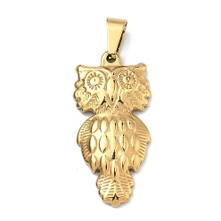 Золотой 304 подвески из нержавеющей стали, очарование совы, с 201 защелкой из нержавеющей стали на поручнях, ионное покрытие (ip), золотые, 38x18.5x4 мм, отверстие : 7.5x4.5 мм