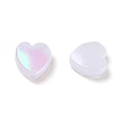 White 100Pcs Eco-Friendly Transparent Acrylic Beads, Dyed, AB Color, Heart, White, 8x8x3mm, Hole: 1.5mm