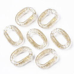 Beige Transparentem Acryl Verknüpfung Ringe, mit Glitzerpulver, Quick-Link-Anschlüsse, für die Herstellung von Schmuckkabeln, ellipsenförmige, beige, 27.5x18.5x9.5 mm, Innendurchmesser: 9x18 mm, zu 265 Stk. / 500 g