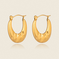 Настоящее золото 18K Овальная 304 нержавеющей стали серьги обруча, реальный 18 k позолоченный, 22.5x17.7 мм