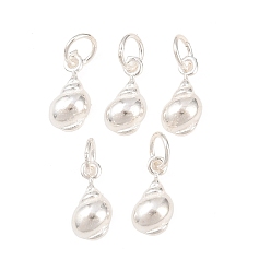 Серебро 925 подвески в форме ракушки из стерлингового серебра, с печатью 925, серебряные, 8.5x4x2 мм, Перейти кольцо: 3.8x0.7 мм, 2.6 мм внутренним диаметром