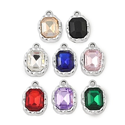 Платина K 5 стеклянные подвески, сплавочная фурнитура, УФ-покрытием, прямоугольные, платина, 17x12x5 мм, отверстие : 1.8 мм