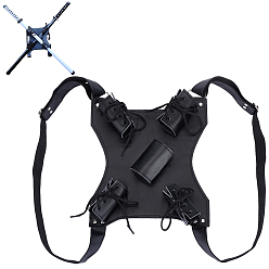 Черный Ножны из искусственной кожи с поясом из сплава для фехтования, сумка для хранения меча, чехол для переноски меча, чёрные, 272x240x2~4.5 мм