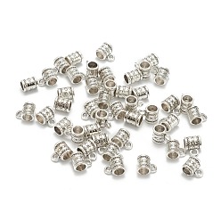 Antique Silver Tibetan Style Hangers, Bail Beads, Lead Free and Cadmium Free, Column, Antique Silver Color, 11x8x6mm, Hole: 2mm, Inner Diameter: 5mm