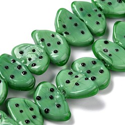 Средний Морско-зеленый Бусы лэмпворк ручной работы, фрукты, средний морской зеленый, 10x18.5x5 мм, отверстие : 1.6 мм, около 25 шт / нитка, 9.76 дюйм (24.8 см)