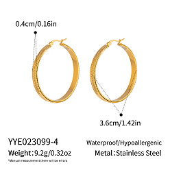 Real 18K Gold Plated Snake Chain 304 Stainless Steel Hoop Earrings, Real 18K Gold Plated, 36x4mm
