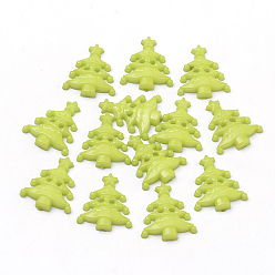 Yellow Green 2-Hole Acrylic Buttons, Christmas Tree, Yellow Green, 21.5x18x3.5mm, Hole: 1.5~2mm