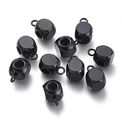 Черный 304 дуги из нержавеющей стали, петля под залог, кубик бусины залог, ионное покрытие (ip), электрофорез черный, 9x6x6 мм, отверстие : 1.6 мм, внутренний диаметр: 3 мм