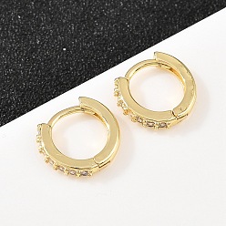 Настоящее золото 18K Латунные кубических серьги циркония обруч, без кадмия и без свинца, долговечный, стойки покрытие, реальный 18 k позолоченный, 10.5x11.5x2 мм