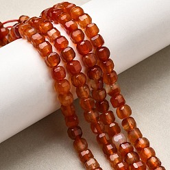 Red Agate Натуральный красный агат бисер нитей, граненый стол, вырезанный куб, окрашенная и подогревом, 5~6x5~6x5~6 мм, отверстие : 1.2 мм, около 61 шт / нитка, 12.20~12.80'' (31~32.5 см)