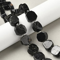 Турмалин Натуральный черный турмалин бисер нитей, самородки, с бисером, 9.5~13x8.5~12.5x5~6 мм, отверстие : 1.2 мм, около 28~29 шт / нитка, 14.96'' (38 см) ~ 15.55'' (39.5 см)