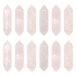 Розовый Кварц 12шт. ограненный натуральный розовый кварц с двойными наконечниками, для проволоки, свернутой подвесками решений, нет отверстий / незавершенного, 30~32x9x9 мм