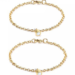 Золотой 2шт. браслеты из сплава кабеля и цепи, магнитные браслеты-колонны с подвесками для пары, золотые, 6-3/4 дюйм (17 см)