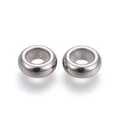 Stainless Steel Color Tarnish Resistant 201 Stainless Steel Beads, Rondelle, Stainless Steel Color, 10x4.5mm, Hole: 3.5mm